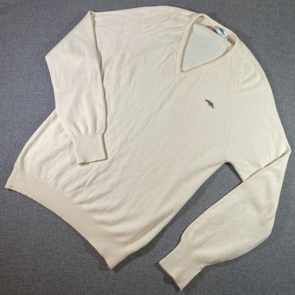 Vintage 80s Sears V-Neck Super Soft Sweater Mens‎ Size XL Ivory Lightweight